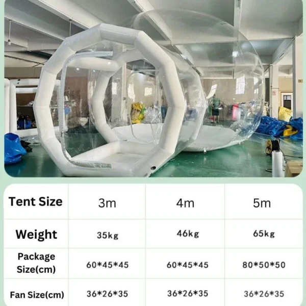 inflatable dome tent size